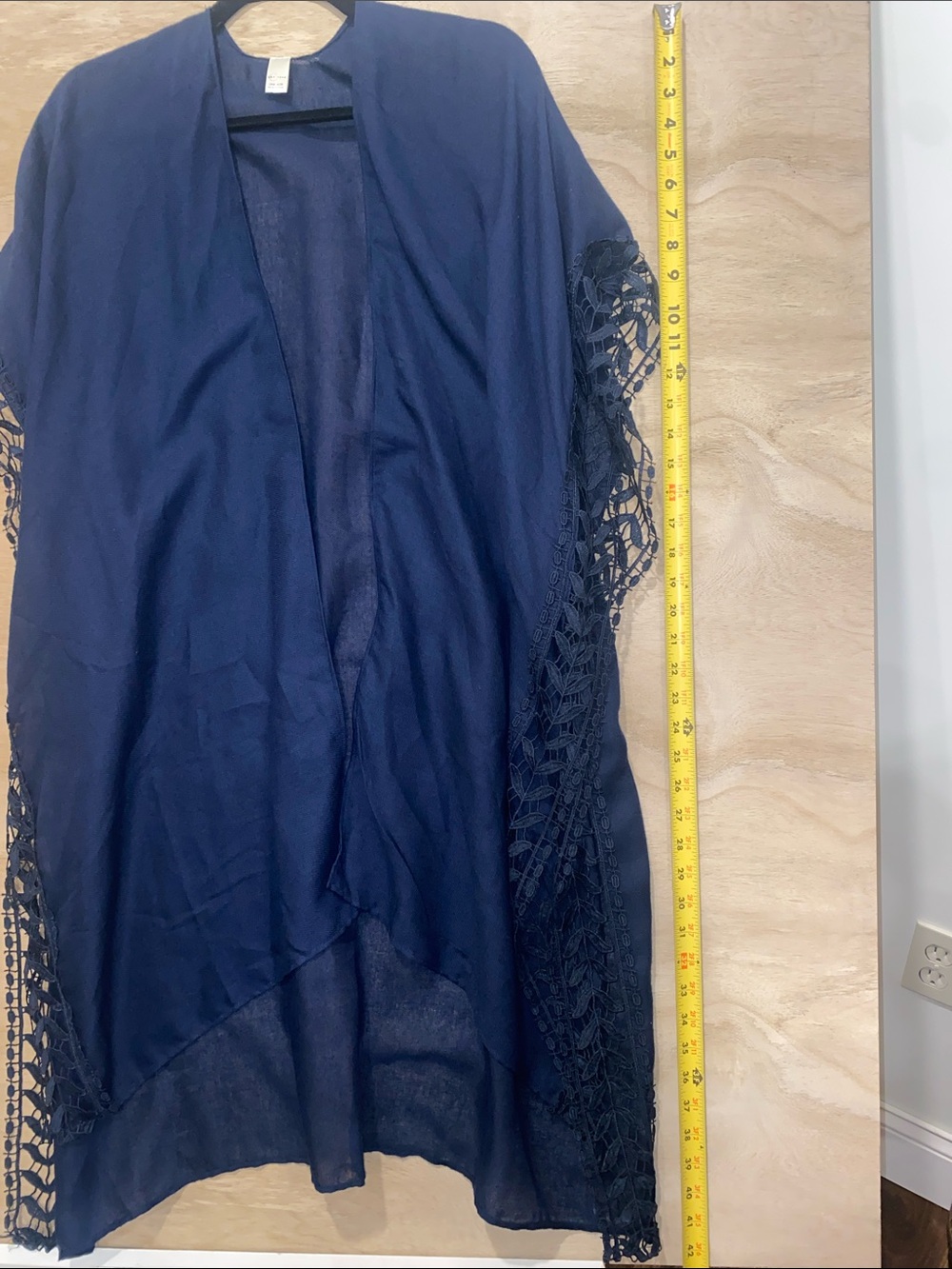 C Navy Blue Crochet-Sleeve Swim Cover-Up - Picture 4 of 9